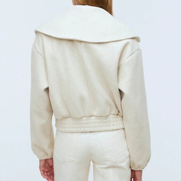 Madewell CREAM ZIP-FRONT SHAWL BOMBER JACKET/NWT/LARGE - Picture 3 of 15
